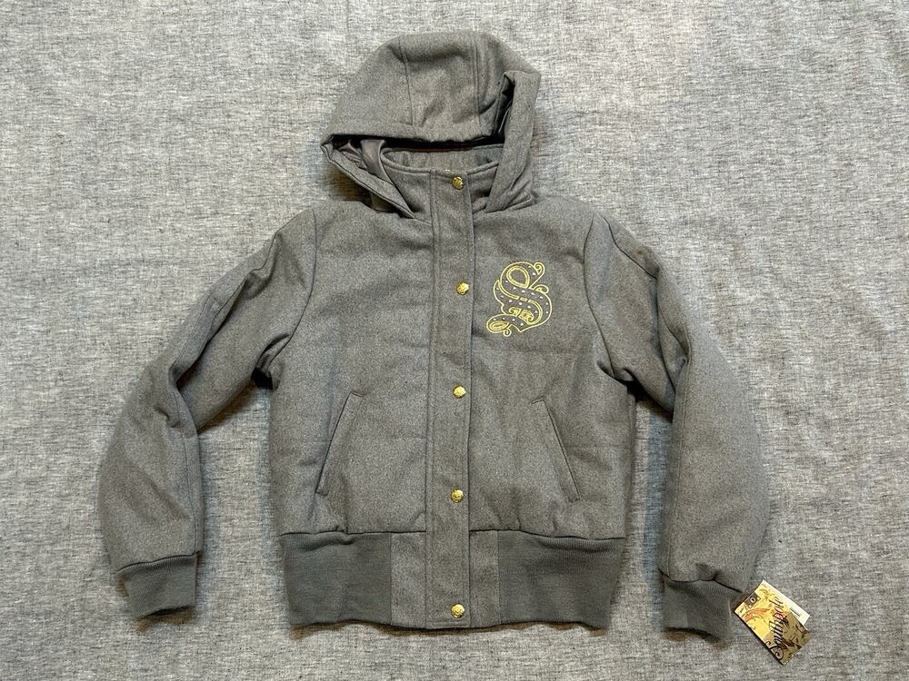 Southpole Juniors Hooded Jacket Extra Large Gray Gold Hip-Hop Streetwear Y2K
